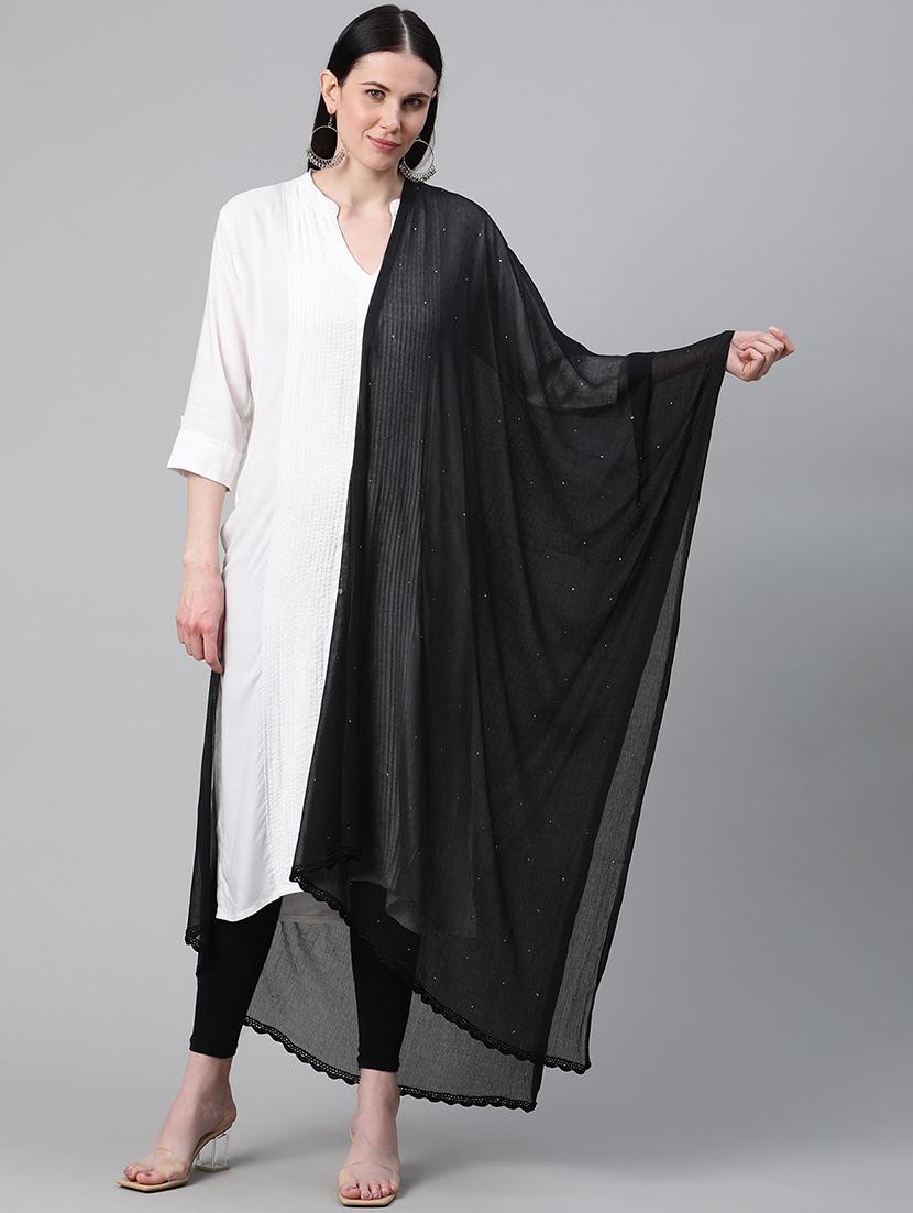 black dupatta with mukaish work - 17421809 -  Zoom Image - 0