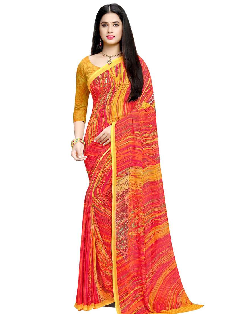 abstract printed saree with blouse