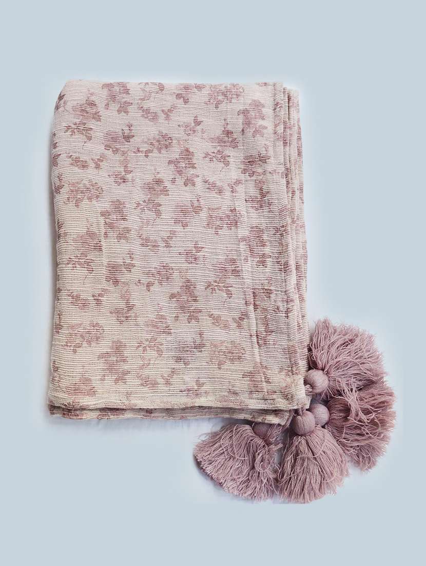  vintage cotton slub printed throw blanket 