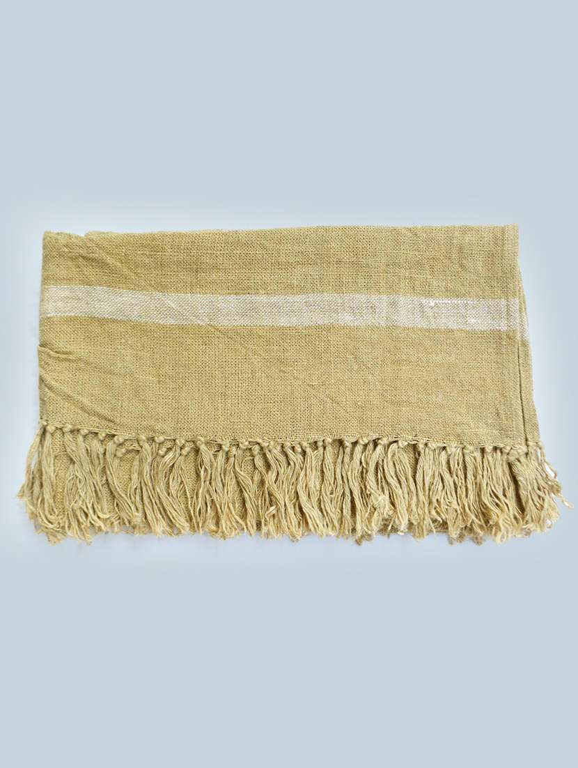  linen woven throw blanket with fringes 