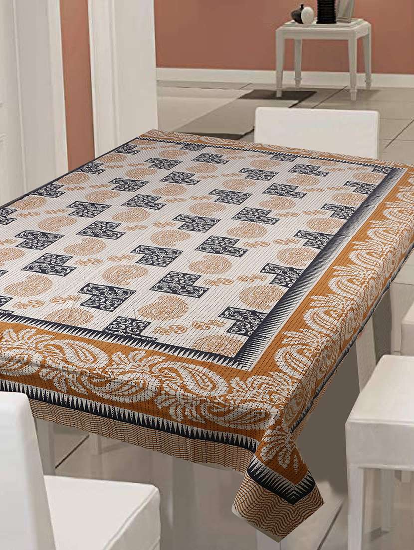  cotton jaipuri 6 seater table cloth cover