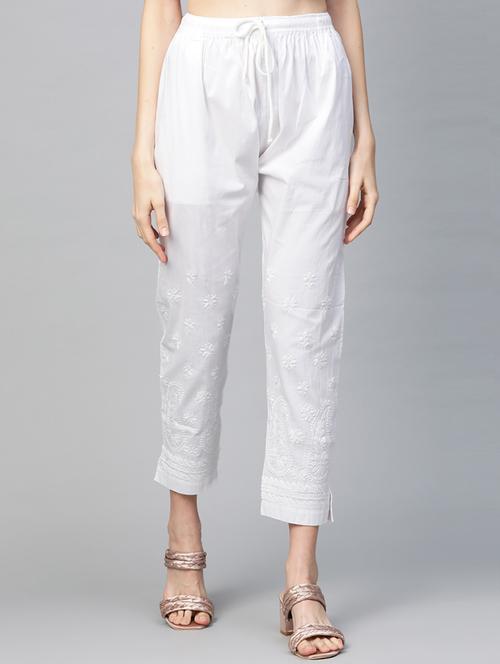 embroidered hem straight trouser - 17423615 - Standard Image - 0
