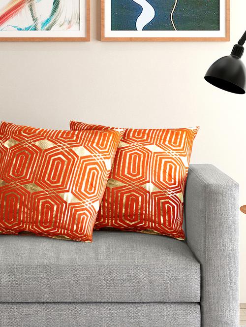  foil printed velvet cushion cover (set of 2) - 17423944 -  Standard Image - 0