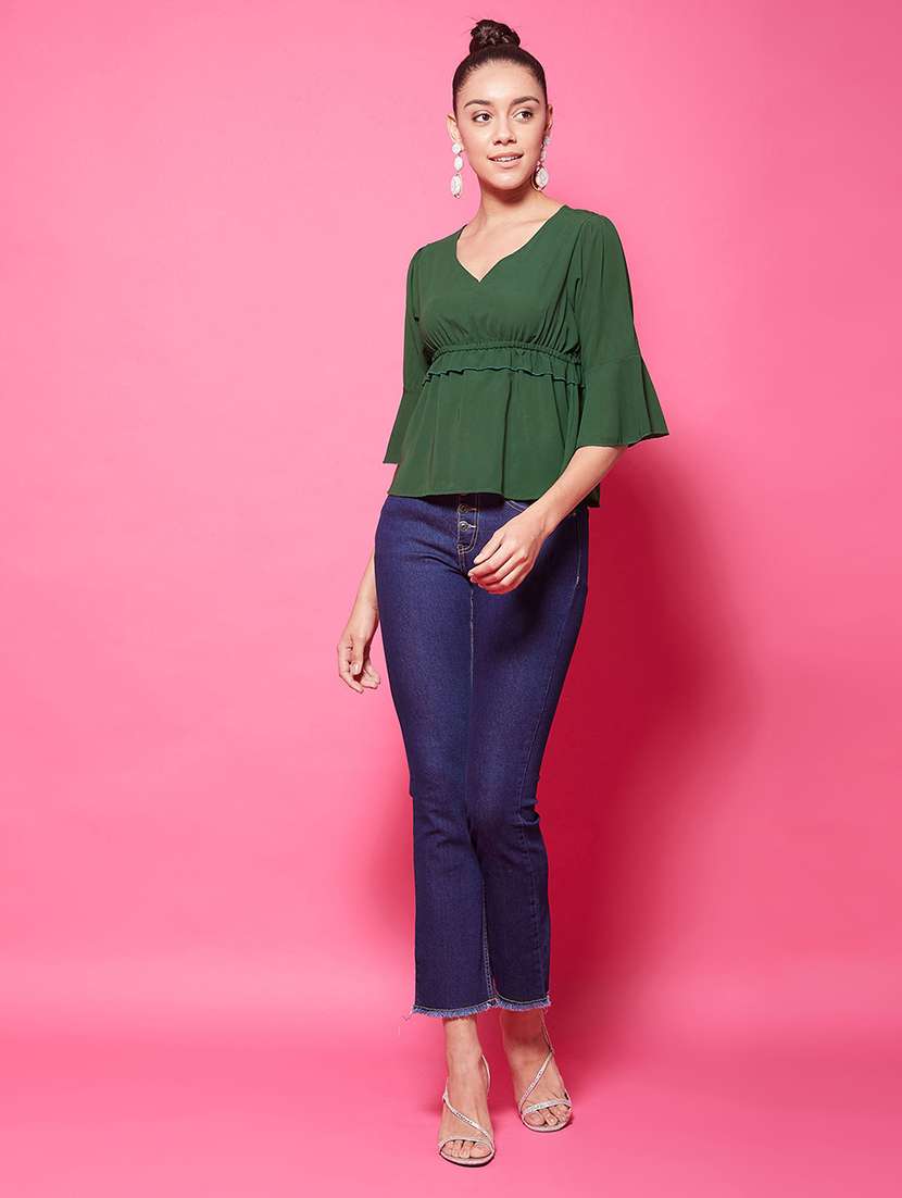 Women's Peplum V Neck Top