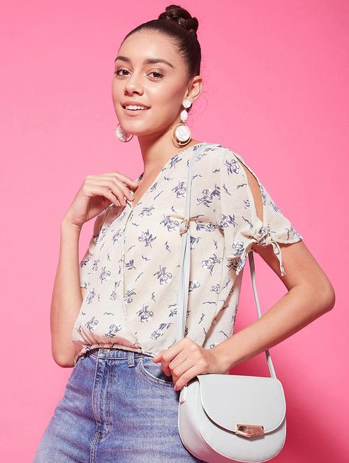 women's crop overlap neck top - 17424507 -  Standard Image - 0