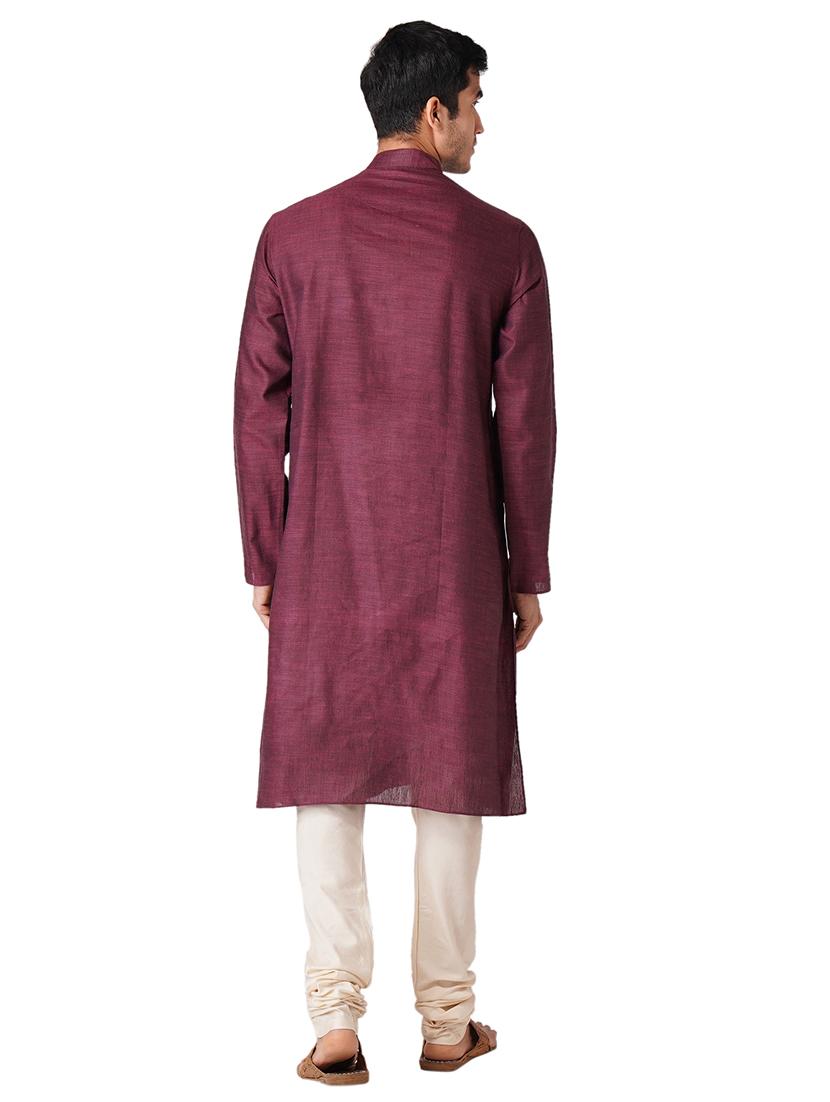 wine cotton kurta pyjama ethnic wear set - 17424573 - Standard Image - 2