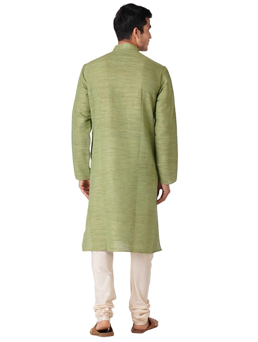 green cotton kurta pyjama ethnic wear set - 17424581 - Standard Image - 2