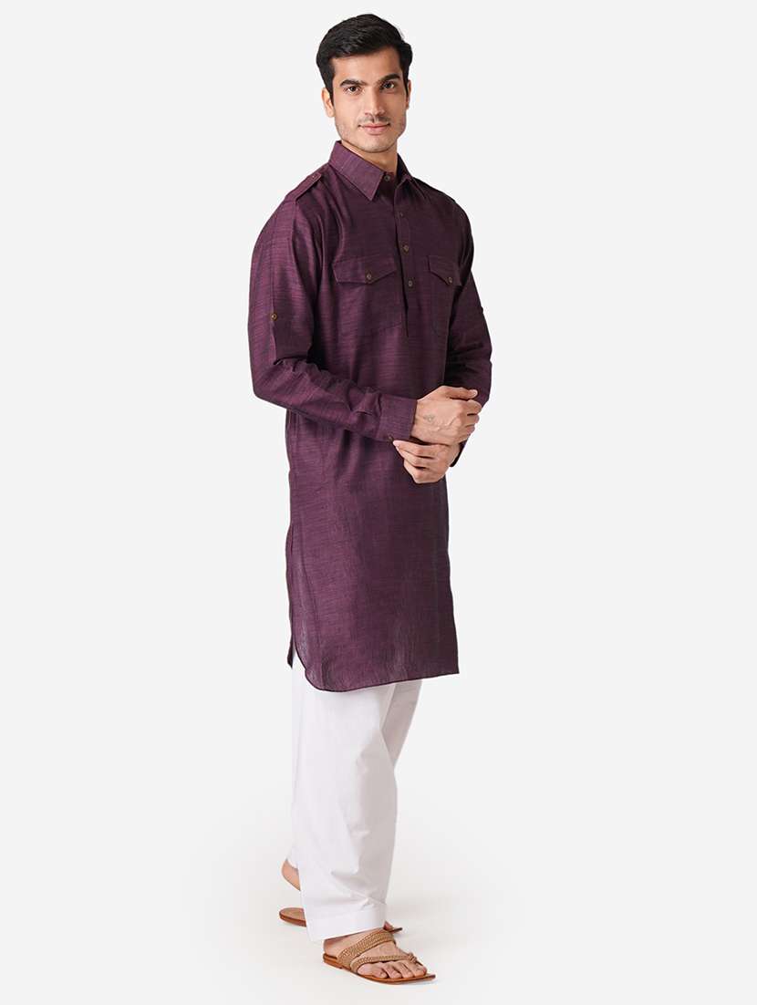 purple cotton kurta pyjama ethnic wear set - 17424583 -  Standard Image - 2
