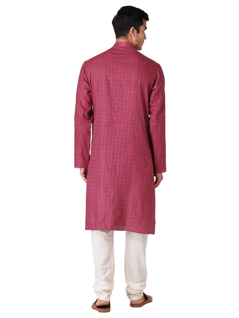 maroon cotton kurta pyjama ethnic wear set - 17424596 - Standard Image - 2