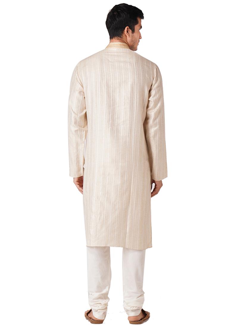 beige cotton kurta pyjama ethnic wear set - 17424602 - Standard Image - 2