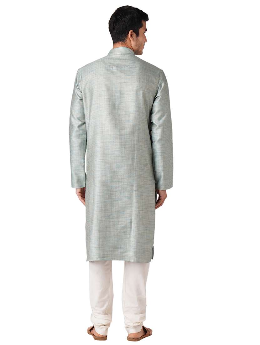 ferozi blue cotton kurta pyjama ethnic wear set - 17424608 - Standard Image - 2