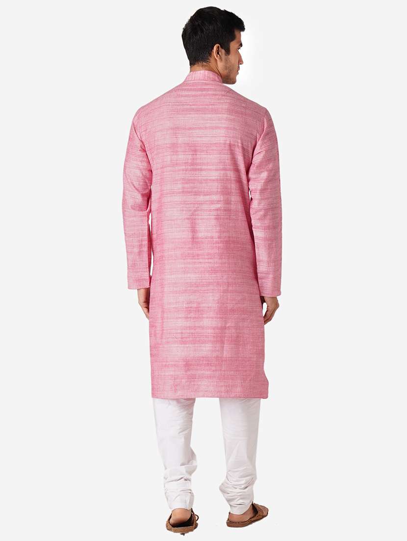 pink solid woven long kurta - 17424619 -  Standard Image - 2