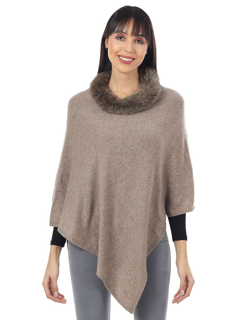 brown acrylic poncho