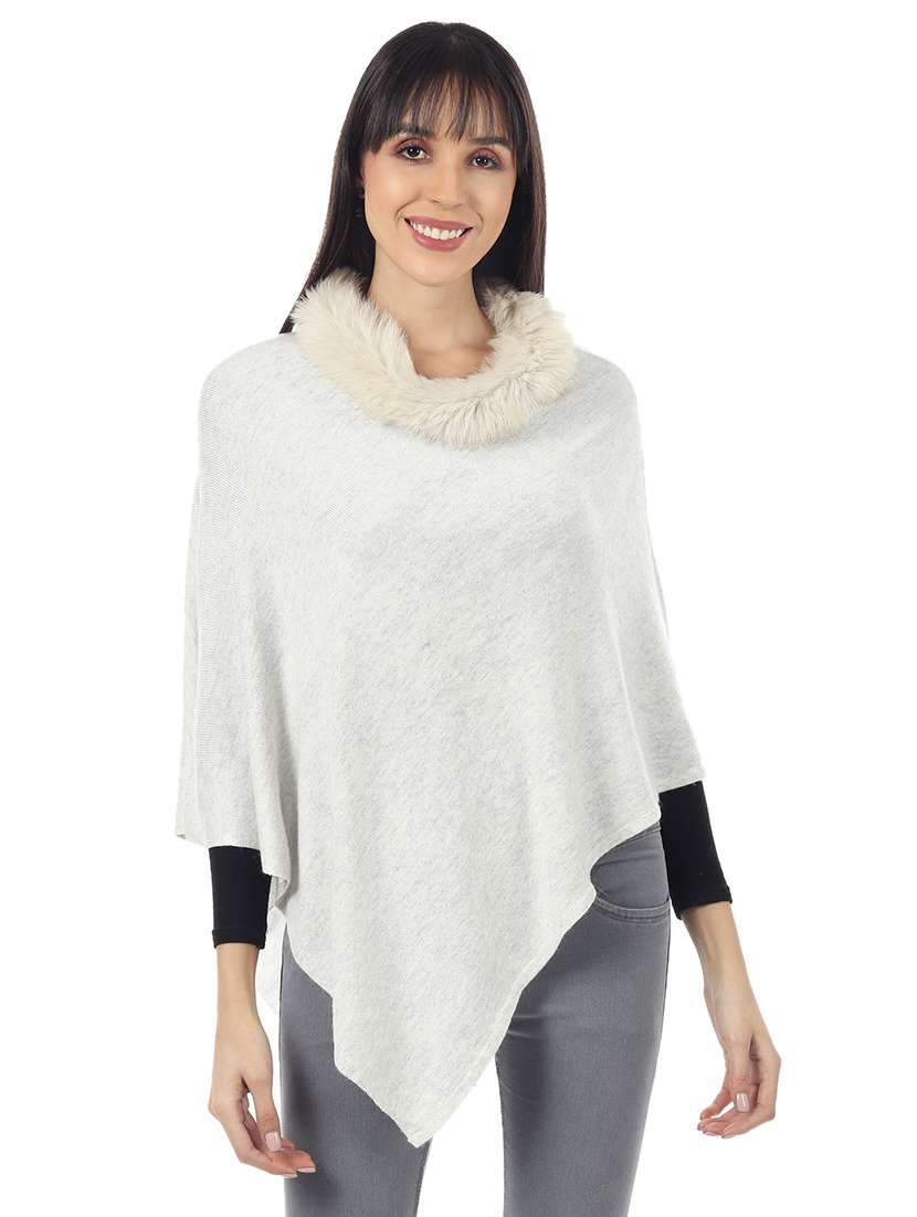 white acrylic poncho