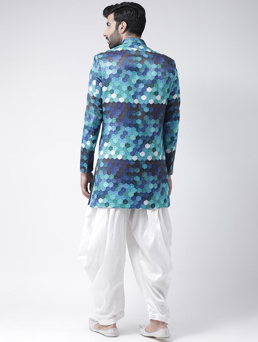blue printed sherwani set - 17425318 -  Standard Image - 2