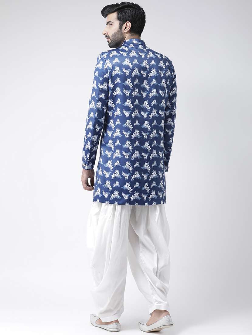 navy blue printed sherwani set - 17425321 -  Standard Image - 2