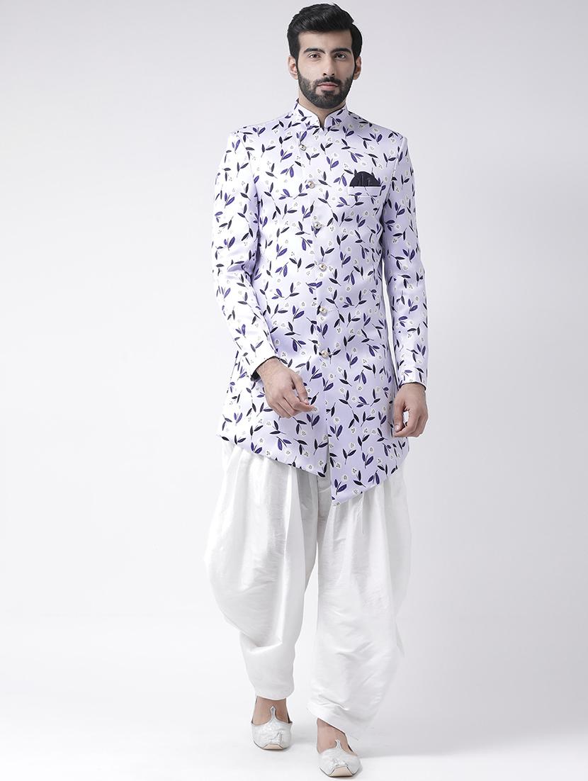 white printed sherwani set - 17425323 -  Zoom Image - 0