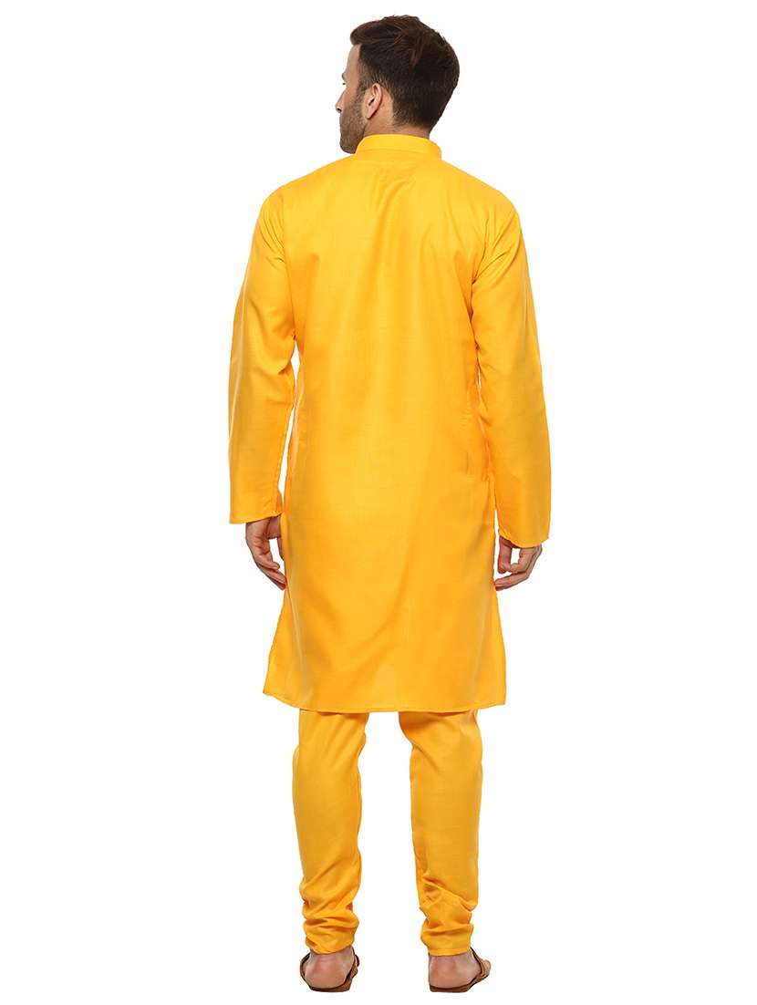 yellow solid kurta pyjama set - 17425364 - Standard Image - 2