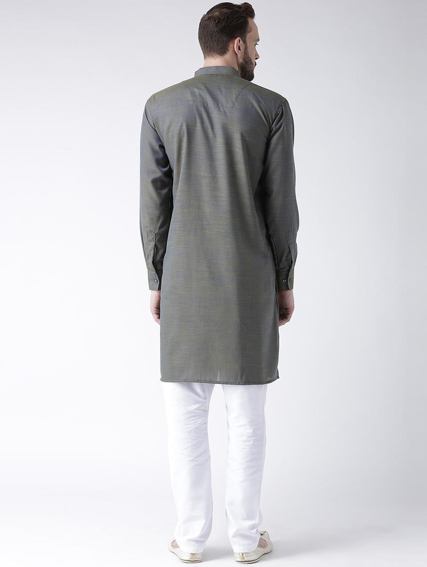 olive solid kurta pyjama set - 17425382 - Standard Image - 2