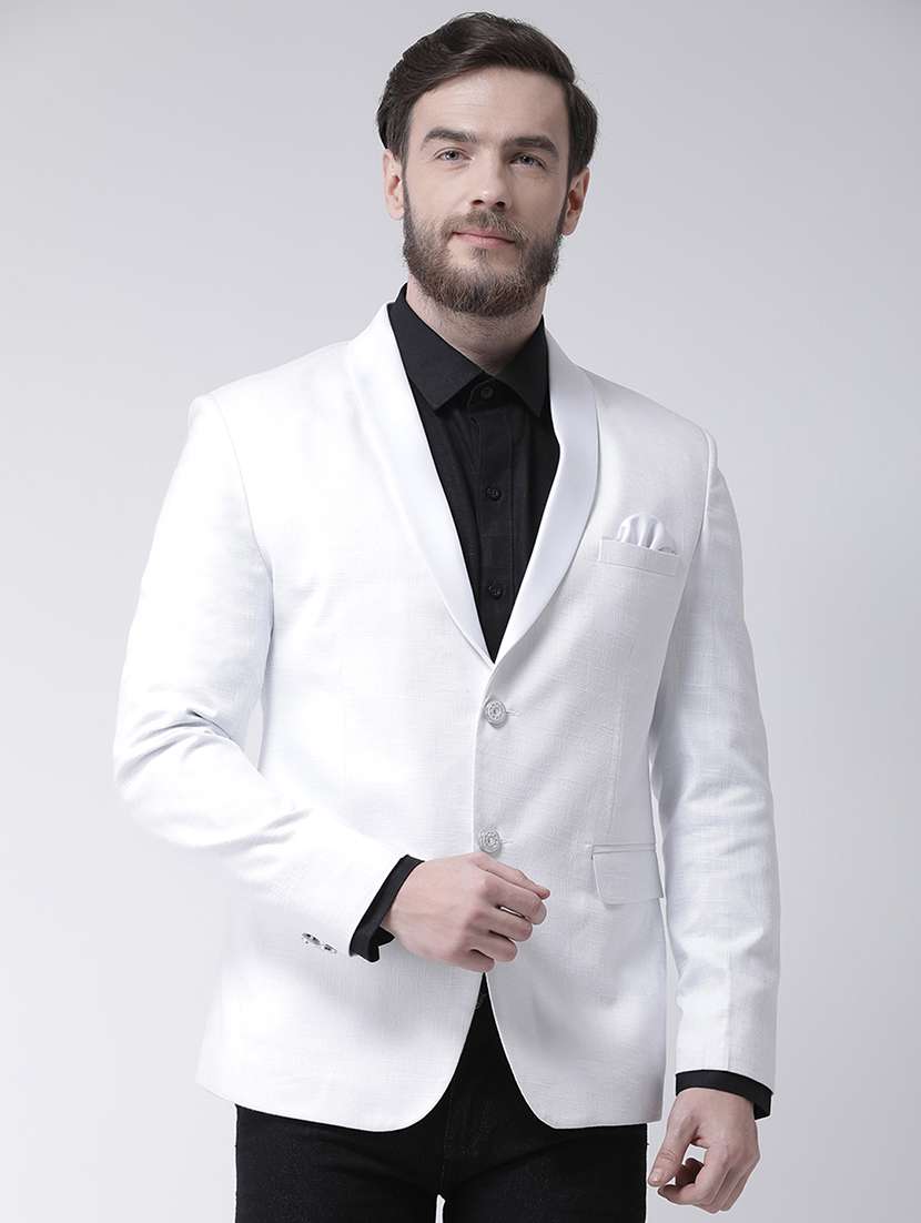 white solid single breasted formal blazer