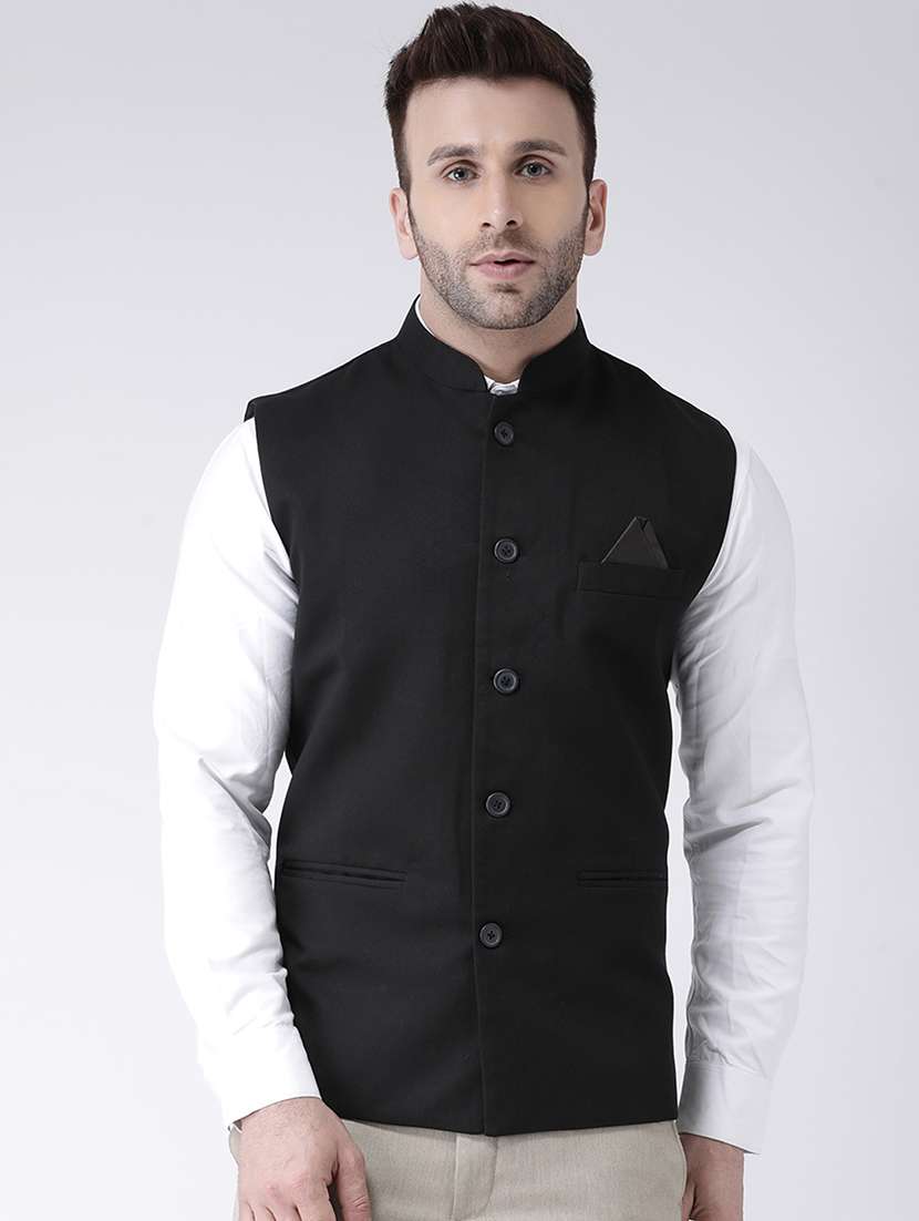 black solid nehru jacket