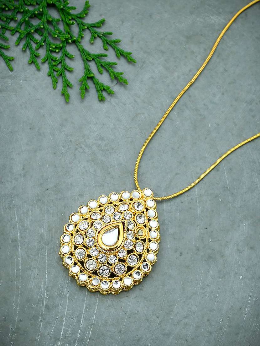 gold pleated  brass chain pendant