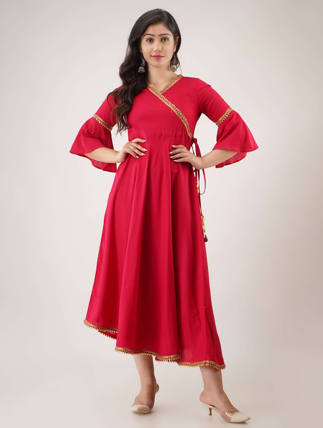 bell sleeves angrakha kurta