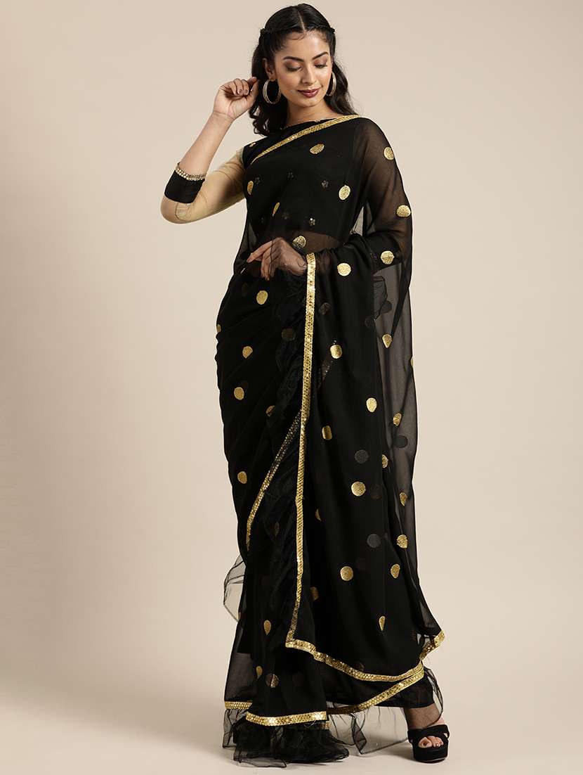 ruffle embroidered saree with blouse