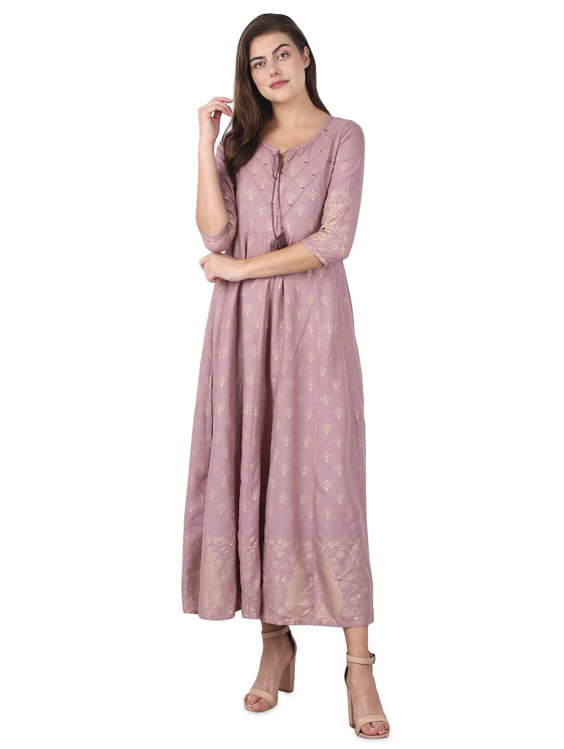 purple rayon flared kurta