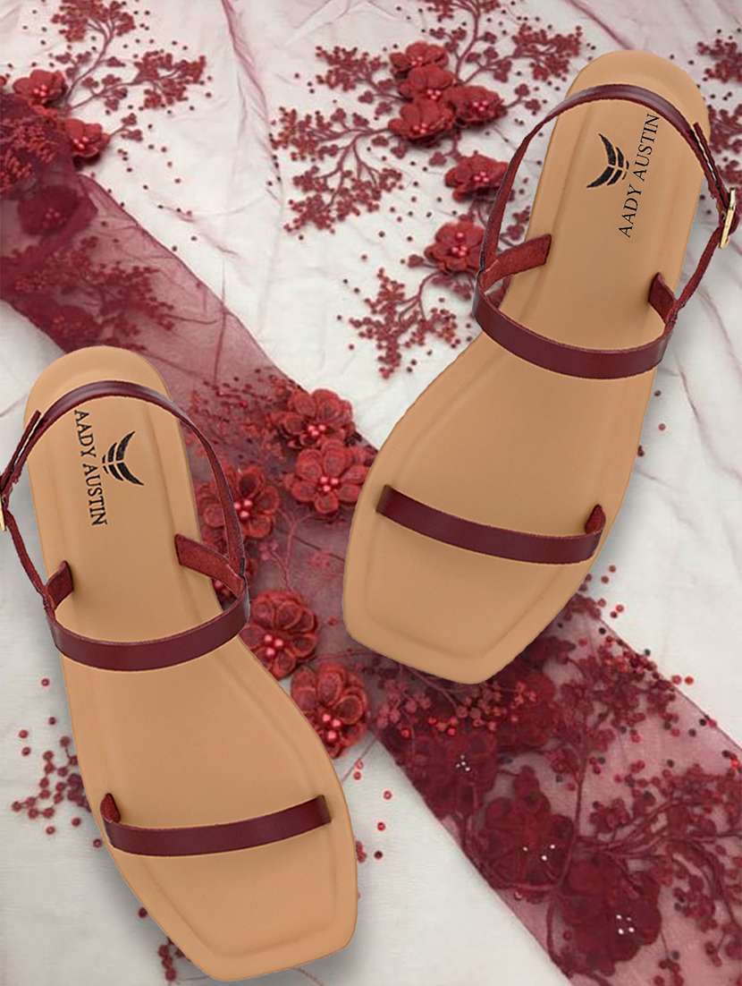 maroon back strap sandals
