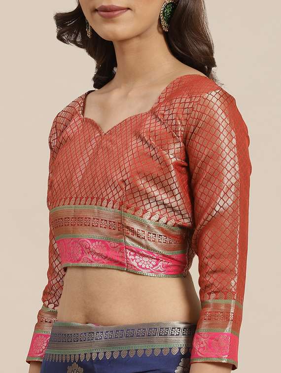 women's banarasi saree with blouse - 17428350 - Standard Image - 2