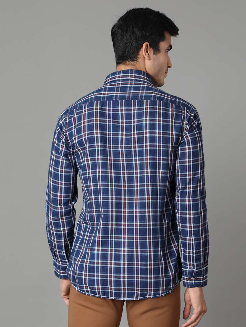 navy blue checkered casual shirt - 17428463 -  Standard Image - 2
