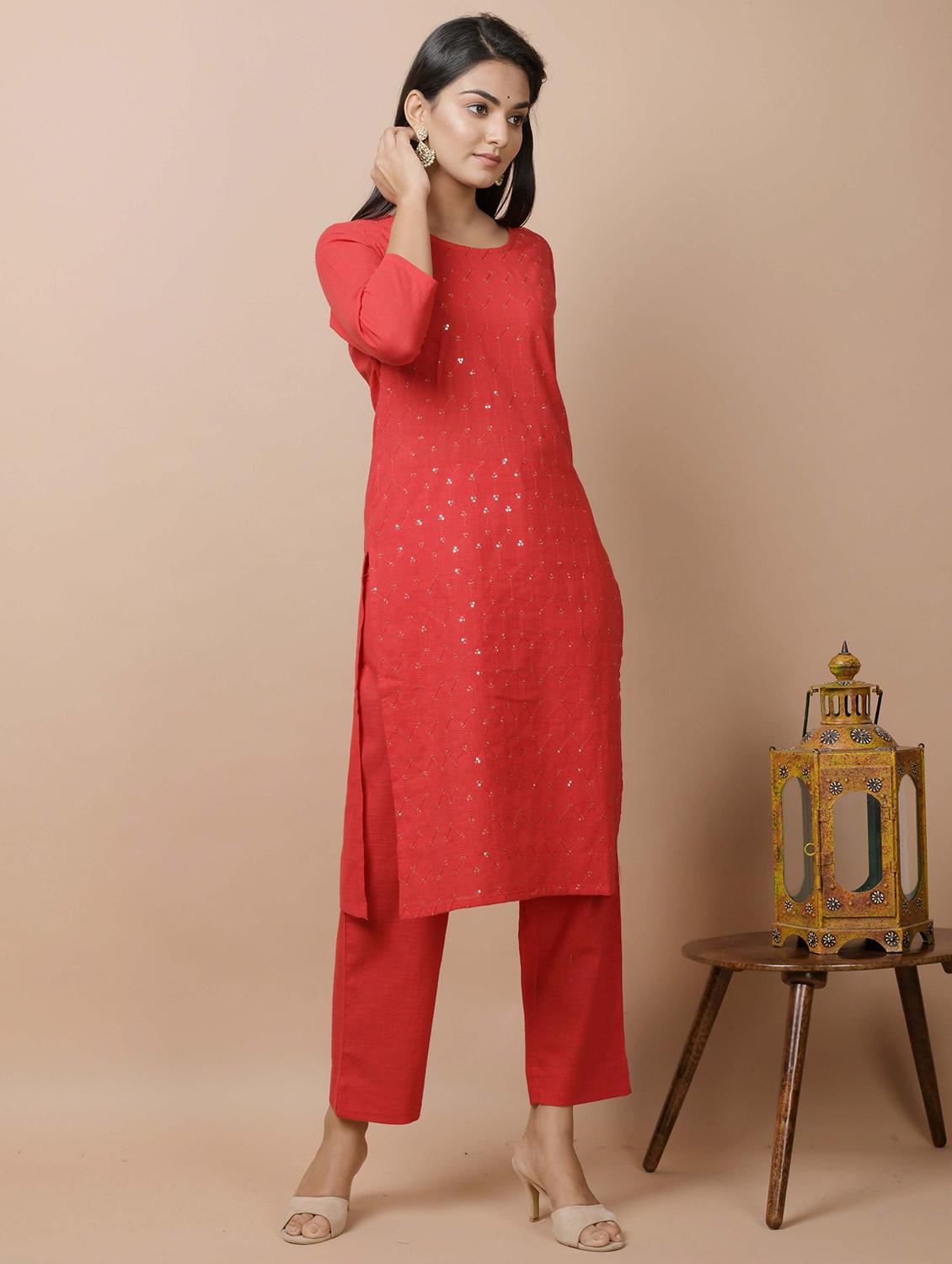 embellished straight kurta - 17428812 - Standard Image - 2