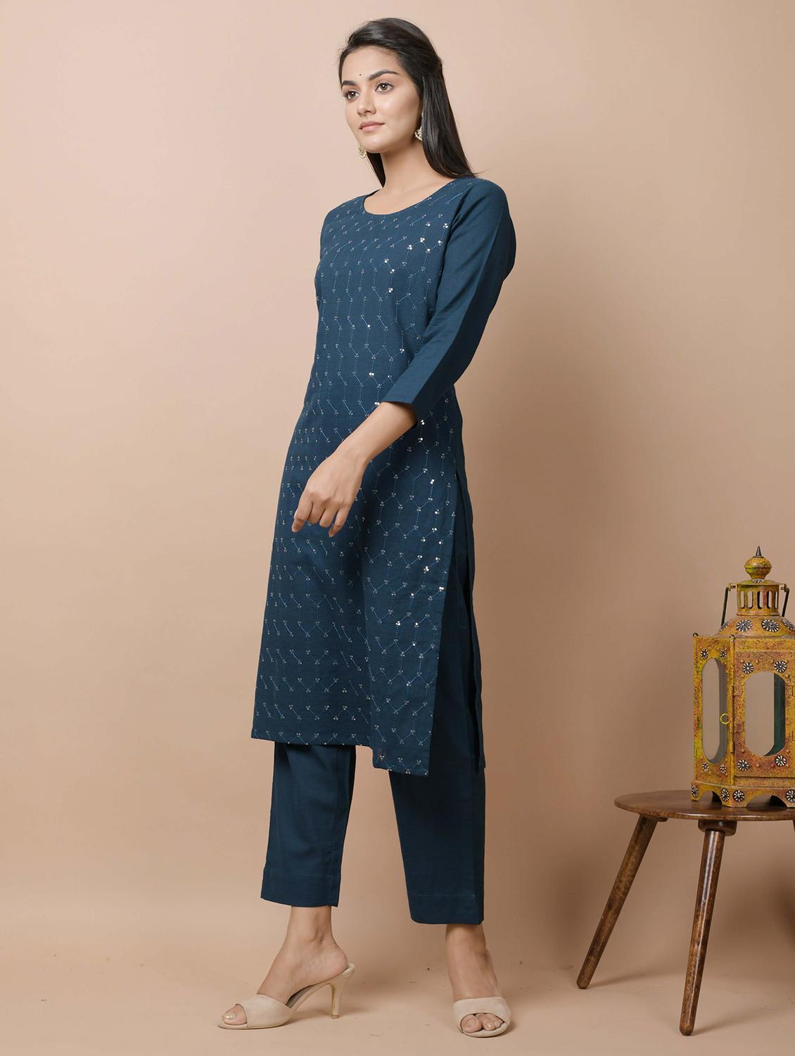 embellished straight kurta - 17428813 - Standard Image - 2
