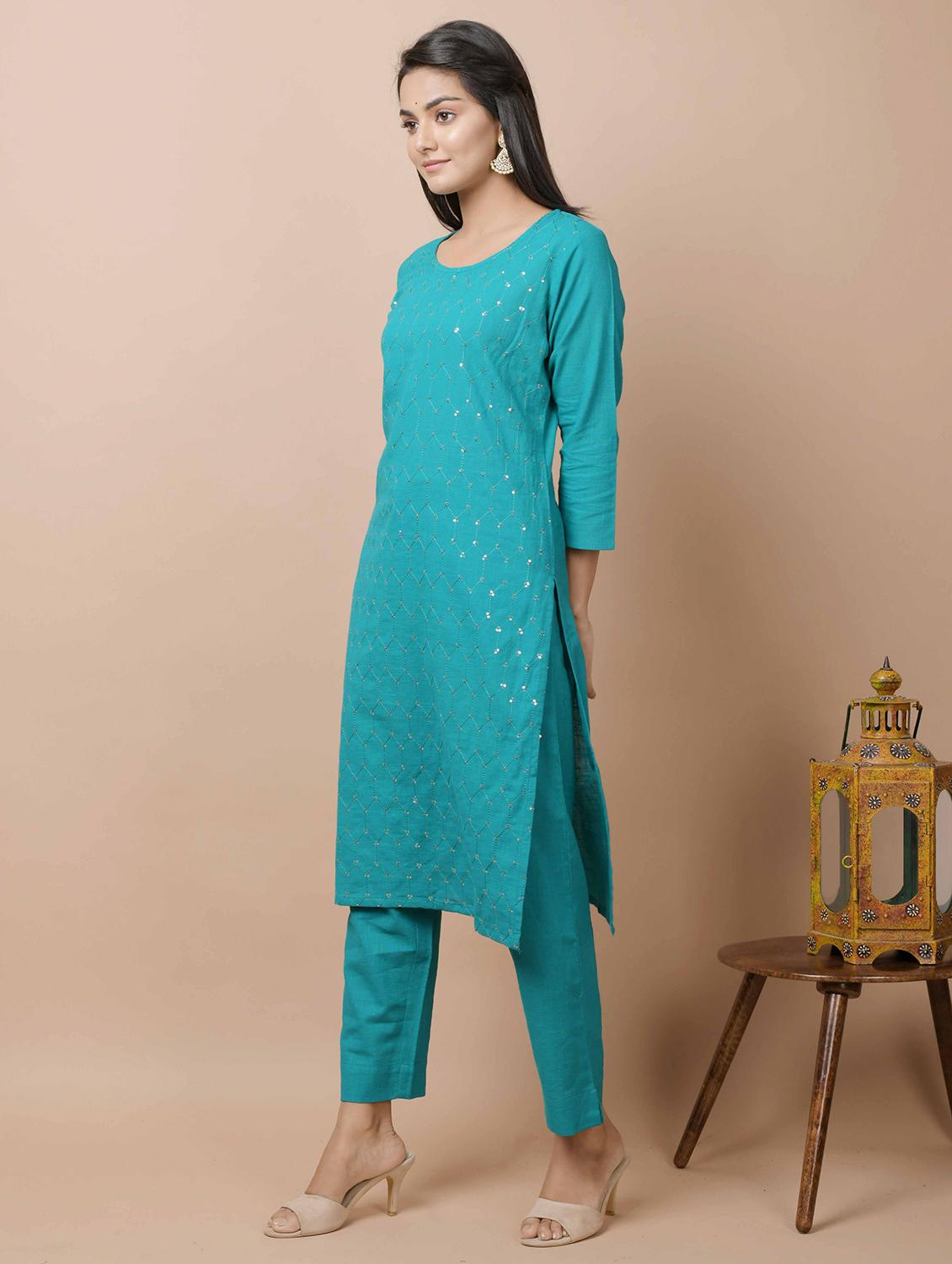 embellished straight kurta - 17428815 - Standard Image - 2