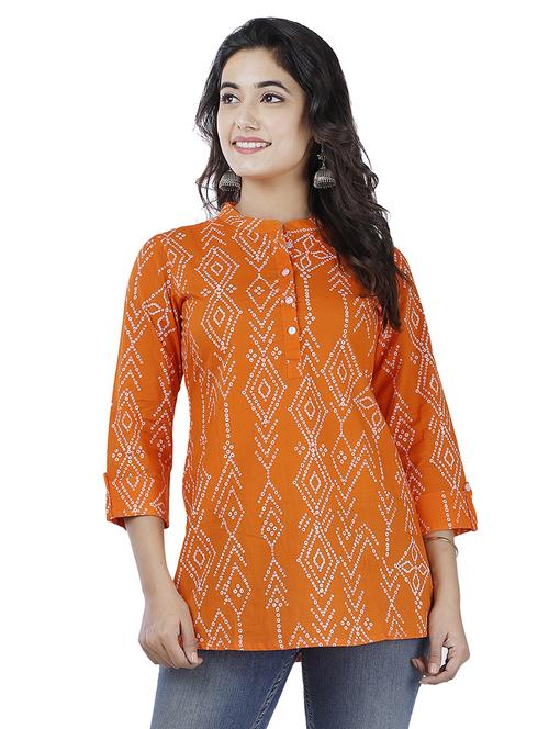 mandarin neck bandhani tunic - 17428820 -  Standard Image - 0