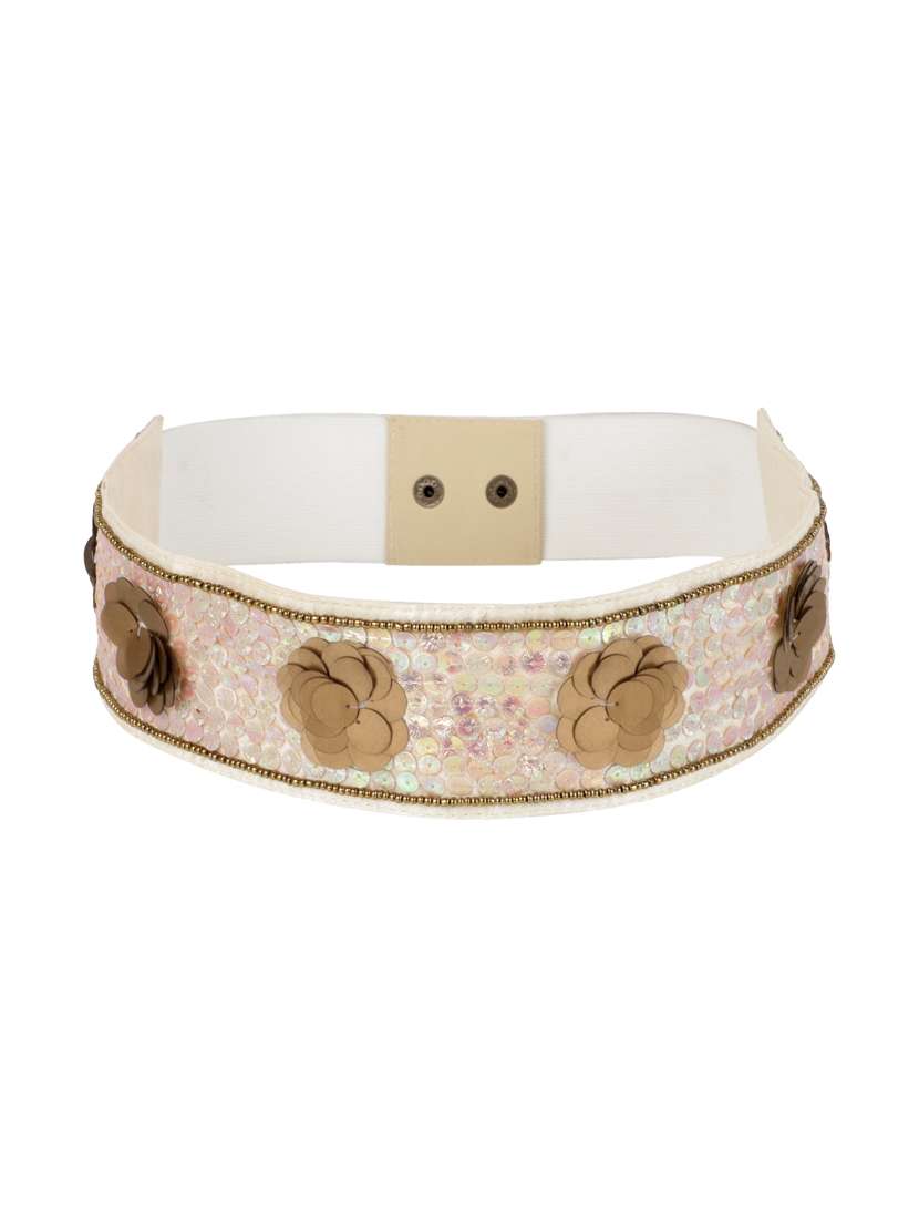 white embellished belt - 17429304 - Zoom Image - 0