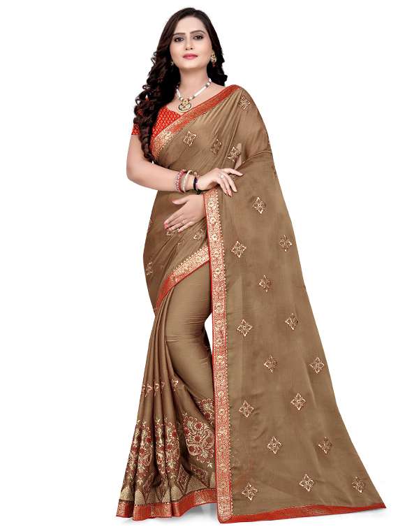 women's embroidered saree with blouse