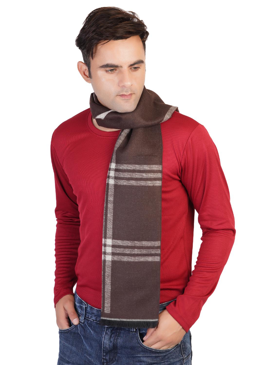 brown checkered muffler - 17430208 - Standard Image - 2