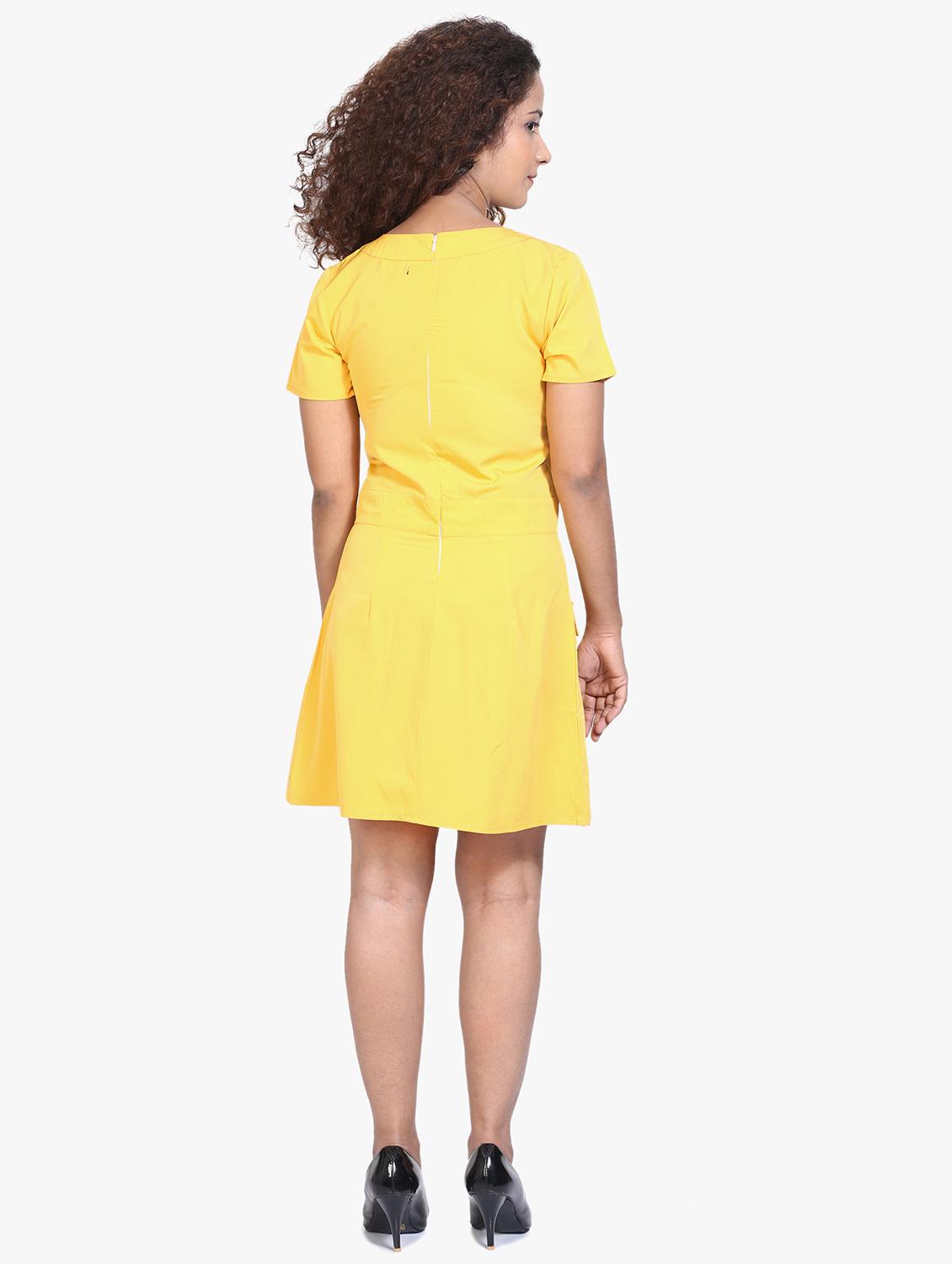 tie front solid a-line dress - 17431778 - Standard Image - 2