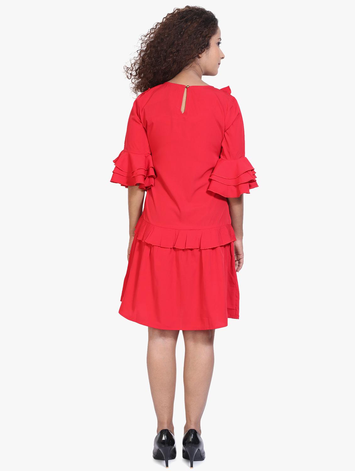 tiered bell sleeved aline dress - 17431781 - Standard Image - 2