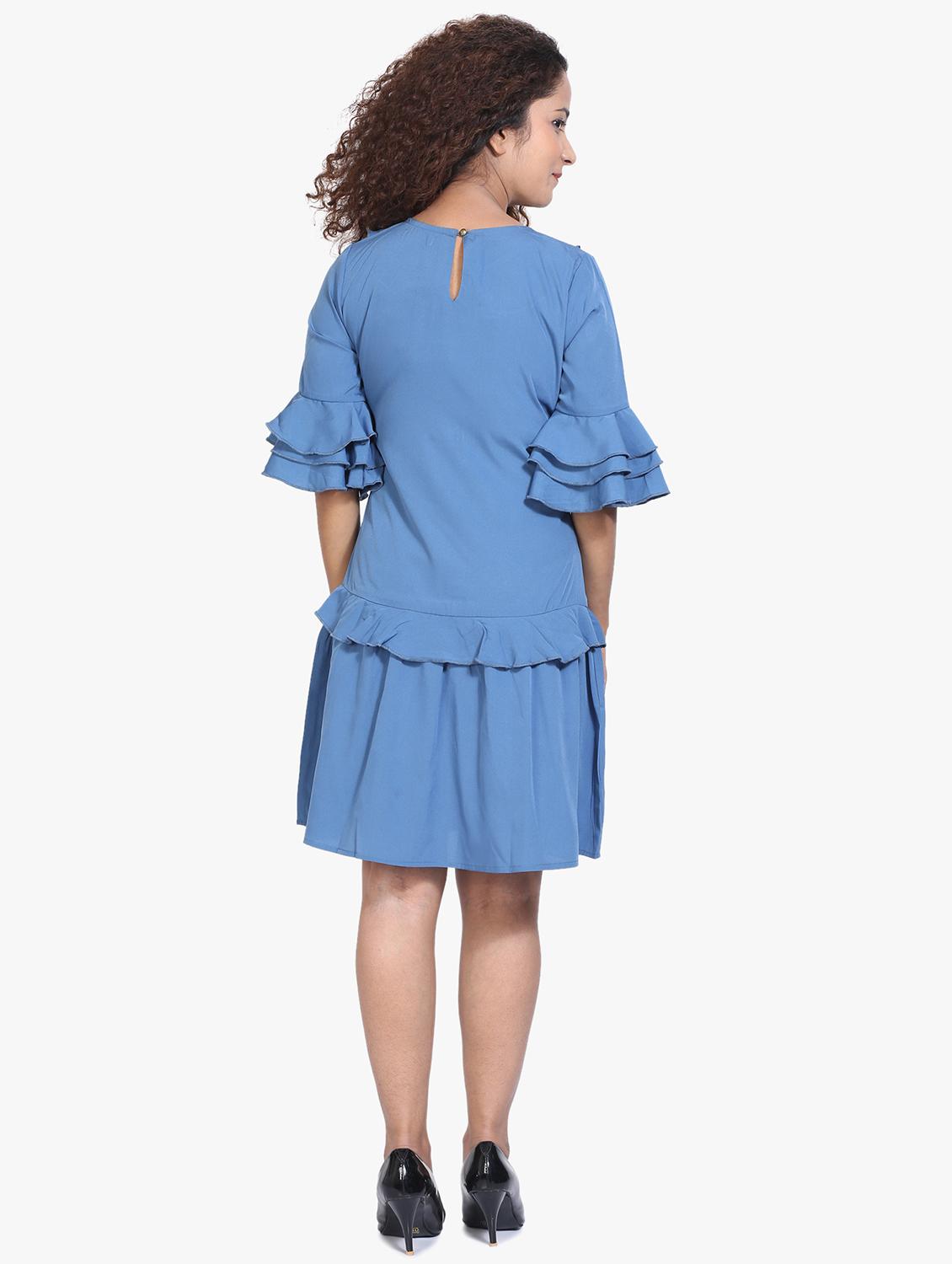tiered bell sleeved a-line dress - 17431782 - Standard Image - 2