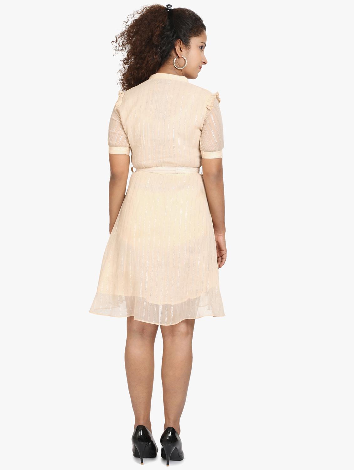mandarin neck tie front a-line dress - 17431784 - Standard Image - 2