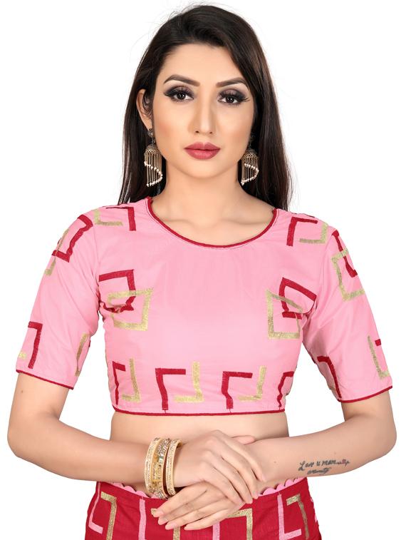 women's self design red colored saree with blouse - 17432078 - Standard Image - 2