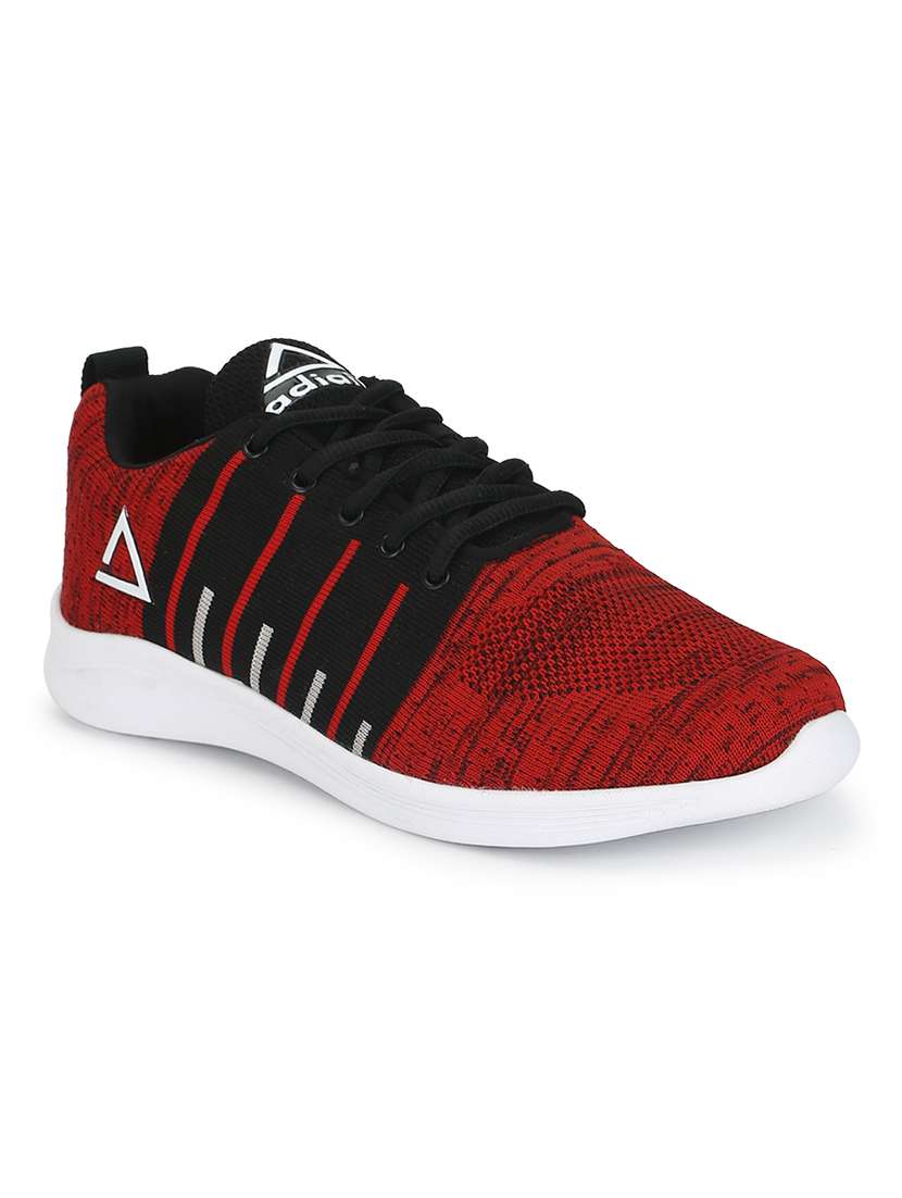 red polyester sport shoes