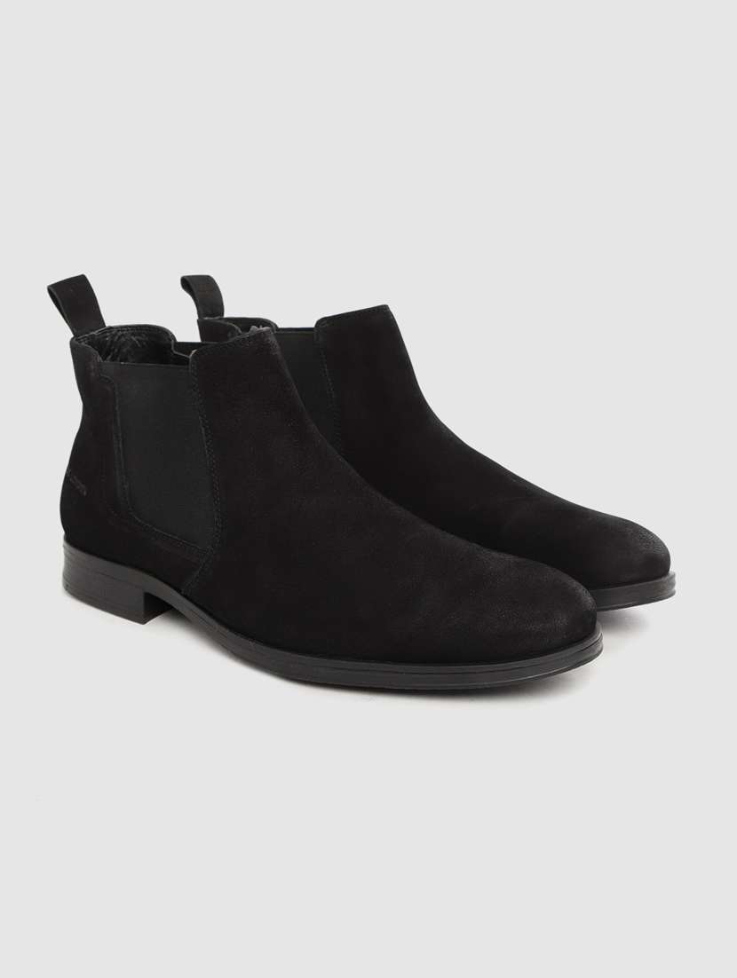 men solid slip on boots