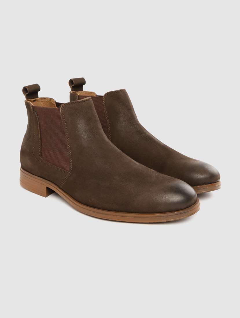 men solid slip on boots