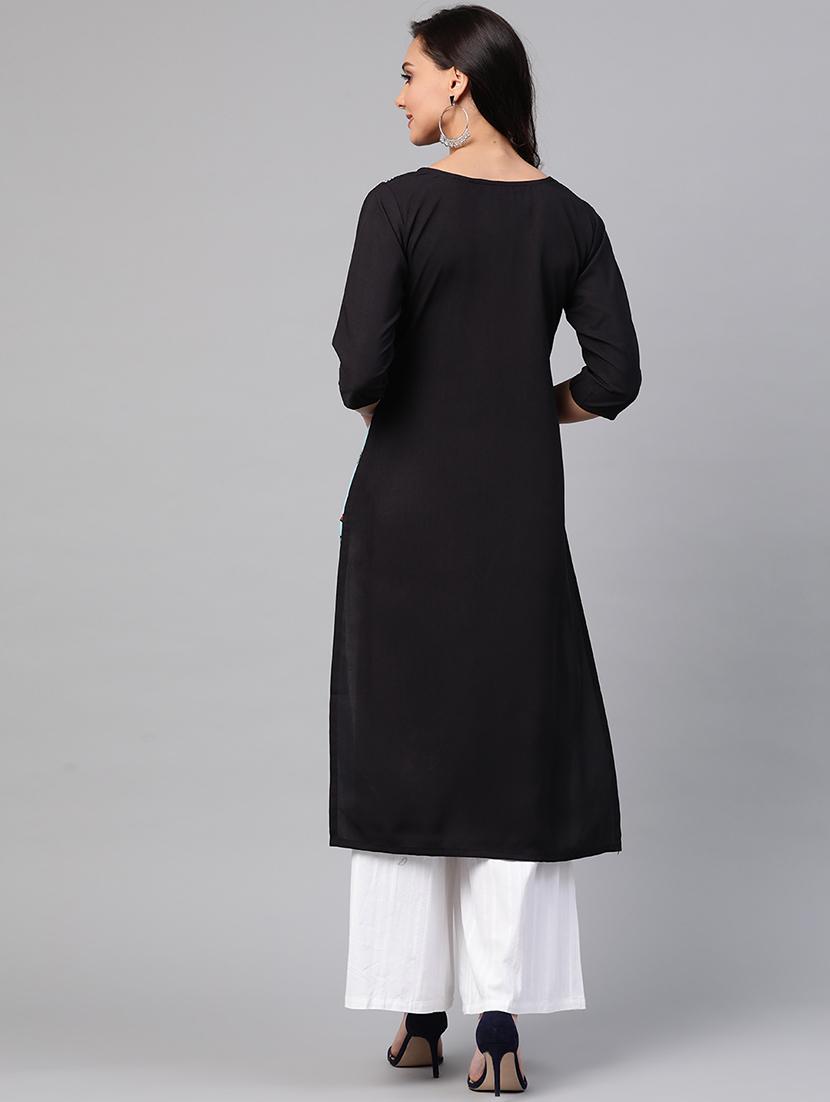 blue printed straight kurta - 17432541 - Standard Image - 2