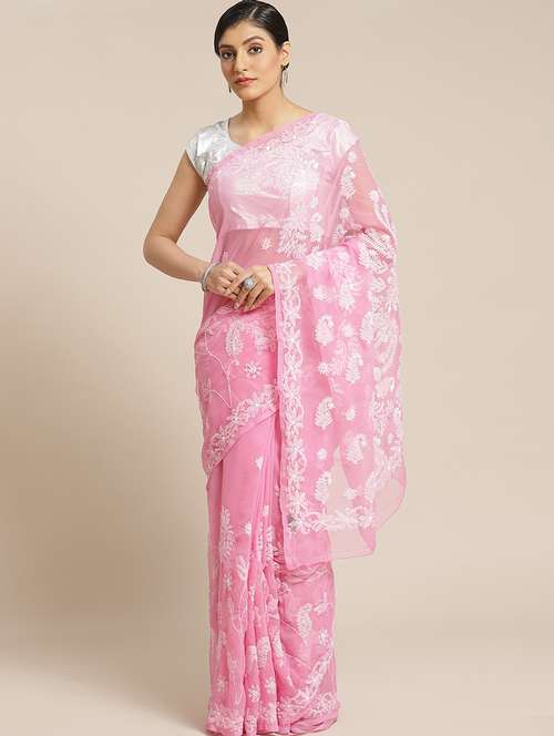 pastel chikankari saree with blouse - 17433026 -  Standard Image - 0