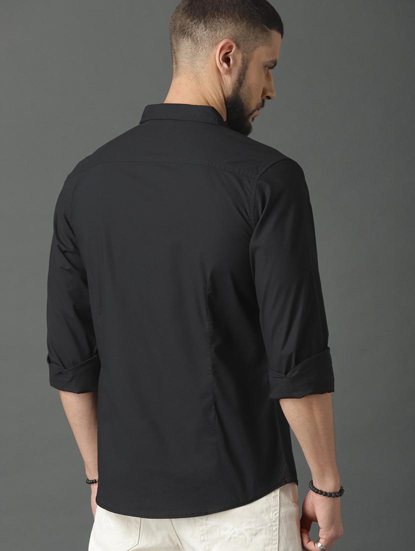 black solid casual shirt - 17433041 - Standard Image - 2